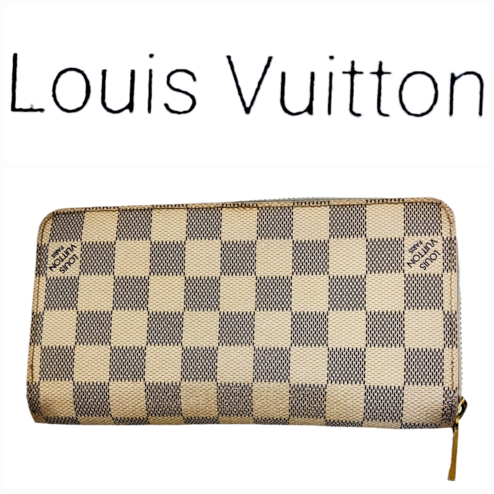 LOUIS VUITTON SAUMUR DAMIER AZUL CHECKERED ZIP-AROUND WALLET